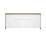 Credenza rovere e bianco lucida 197x48x83h cm 4 ante e 1 cassetto - Basile