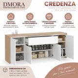Credenza rovere e bianco lucida 197x48x83h cm 4 ante e 1 cassetto - Basile