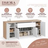 Credenza rovere e bianco lucida 197x48x83h cm 4 ante e 1 cassetto - Basile