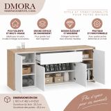 Credenza rovere e bianco lucida 197x48x83h cm 4 ante e 1 cassetto - Basile