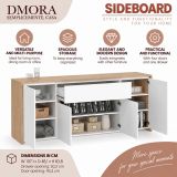 Credenza rovere e bianco lucida 197x48x83h cm 4 ante e 1 cassetto - Basile