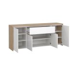 Credenza rovere e bianco lucida 197x48x83h cm 4 ante e 1 cassetto - Basile