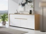 Credenza rovere e bianco lucida 197x48x83h cm 4 ante e 1 cassetto - Basile