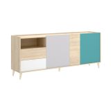 Credenza rovere e grigia 180x43x75h cm 3 ante e 2 cassetti - Allie