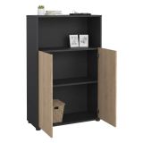 Credenza rovere e grigia 79x34x123h cm 2 ante - Canossa