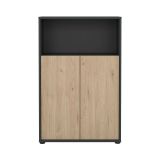 Credenza rovere e grigia 79x34x123h cm 2 ante - Canossa