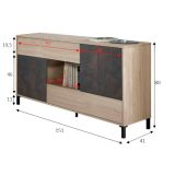 Credenza rovere e ossido 151x41x80h cm 2 ante e 2 cassetti - Abib