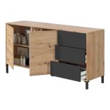 Credenza rovere nodi e antracite 154x41x75h cm 2 ante e 3 cassetti - Ardelia