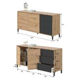 Credenza rovere nodi e antracite 154x41x75h cm 2 ante e 3 cassetti - Ardelia