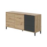 Credenza rovere nodi e antracite 154x41x75h cm 2 ante e 3 cassetti - Ardelia