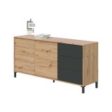 Credenza rovere nodi e antracite 154x41x75h cm 2 ante e 3 cassetti - Ardelia