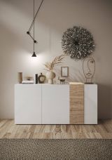Credenza rovere nodi e bianco lucida 181x44x86h cm 3 ante - Jerry