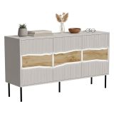 Credenza Saliceto, 144x40 h80 cm, Beige e Rovere Nodi