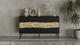 Credenza Saliceto, 144x40 h80 cm, Nero e Rovere Nodi