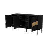 Credenza Saliceto, 144x40 h80 cm, Nero e Rovere Nodi