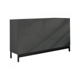 Credenza Sebastiano, Madia da cucina a 1 anta e 3 cassetti, Buffet da soggiorno, 100% Made in Italy, cm 110x40h47, Antracite lucido