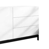 Credenza Sebastiano, Madia da cucina a 1 anta e 3 cassetti, Buffet da soggiorno, 100% Made in Italy, cm 110x40h47, Bianco lucido