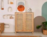 Credenza Selara, Buffet da soggiorno, Madia da salotto, Dispensa moderna da cucina, 90x40h110 cm, Quercia