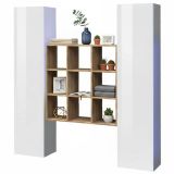 Credenza slim bianco lucida e acero 40x30x180h cm 2 ante - Acerenza