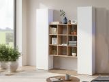 Credenza slim bianco lucida e acero 40x30x180h cm 2 ante - Acerenza