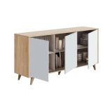 Credenza soggiorno rovere e bianca 154x41x75h cm 3 ante - Acrolorum