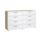 Credenza Solene, Buffet da soggiorno, Madia da salotto, Dispensa da cucina, 40x140 h82 cm, Quercia e Bianco