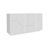 Credenza Stefano, Madia da cucina a 4 ante, Buffet da soggiorno, 100% Made in Italy, cm 200x43h86, Bianco lucido