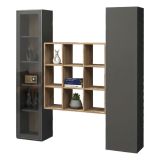 Credenza stretta antracite e acero 40x30x180h cm 2 ante - Acerenza