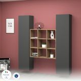 Credenza stretta antracite e acero 40x30x180h cm 2 ante - Acerenza