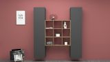 Credenza stretta antracite e acero 40x30x180h cm 2 ante - Acerenza