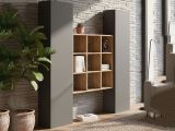 Credenza stretta antracite e acero 40x30x180h cm 2 ante - Acerenza