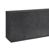 Credenza Sven, Madia da cucina a 4 ante e 3 cassetti, Buffet da soggiorno, 100% Made in Italy, cm 220x43h86, Ardesia