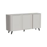 Credenza Tarouca, Madia da salotto con tre ante battenti e vani interni, Rialzata da terra, 151x42 h70 cm, Beige