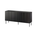 Credenza Torres, Madia da salotto con tre ante battenti e vani interni, Rialzata da terra, 151x42 h75 cm, Nero