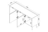 Credenza Valongo, Madia da salotto con tre ante battenti e vani interni, Rialzata da terra, 150x40 h70 cm, Verde e Rovere