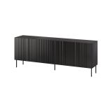 Credenza Vedras, Madia da salotto con quattro ante battenti e vani interni, Rialzata da terra, 201x42 h75 cm, Nero