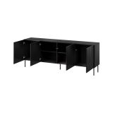 Credenza Vedras, Madia da salotto con quattro ante battenti e vani interni, Rialzata da terra, 201x42 h75 cm, Nero
