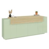 Credenza Verde 3 Ripiani Apertura Battente, a Ribalta 200x45x85.5h cm, 5 Ante - Pulfero