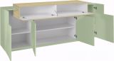 Credenza Verde 3 Ripiani Apertura Battente, a Ribalta 200x45x85.5h cm, 5 Ante - Pulfero
