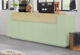 Credenza Verde 3 Ripiani Apertura Battente, a Ribalta 200x45x85.5h cm, 5 Ante - Pulfero