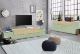 Credenza Verde 3 Ripiani Apertura Battente, a Ribalta 200x45x85.5h cm, 5 Ante - Pulfero