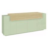 Credenza Verde 3 Ripiani Apertura Battente, a Ribalta 200x45x85.5h cm, 5 Ante - Pulfero