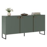 Credenza Verde Marrone Rovere 3 Ripiani 6 Vani 184x40x86h cm, 3 Ante - Carvico