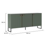 Credenza Verde Marrone Rovere 3 Ripiani 6 Vani 184x40x86h cm, 3 Ante - Carvico