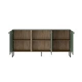 Credenza Verde Marrone Rovere 3 Ripiani 6 Vani 184x40x86h cm, 3 Ante - Carvico