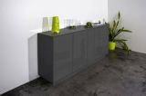 Credenza Virgilio, Madia da cucina a 4 ante, Buffet da soggiorno, 100% Made in Italy, cm 180x41h86, Antracite lucido