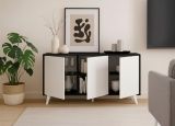 Credenza Weddell, Buffet da soggiorno, Madia da salotto, Dispensa da cucina, 154x40h72 cm, Antracite e Bianco