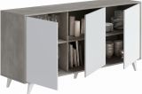 Credenza Weddell, Buffet da soggiorno, Madia da salotto, Dispensa da cucina, 154x40h72 cm, Grigio chiaro e Bianco