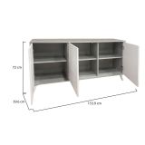Credenza Weddell, Buffet da soggiorno, Madia da salotto, Dispensa da cucina, 154x40h72 cm, Grigio chiaro e Bianco