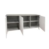 Credenza Weddell, Buffet da soggiorno, Madia da salotto, Dispensa da cucina, 154x40h72 cm, Grigio chiaro e Bianco